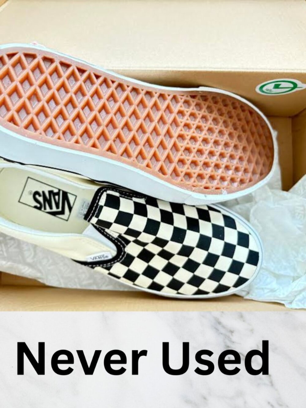 Vans Checkerboard Lace-Up Sneakers -Classic Slip-On Stackform Checkerboard Shoes - Picture 6 of 10
